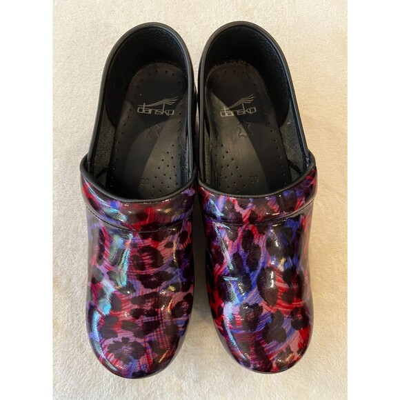 Dansko Size 39 ( US 8.5-9) Purple Leopard Print Professional Nursing Clogs Shoes - Picture 7 of 10